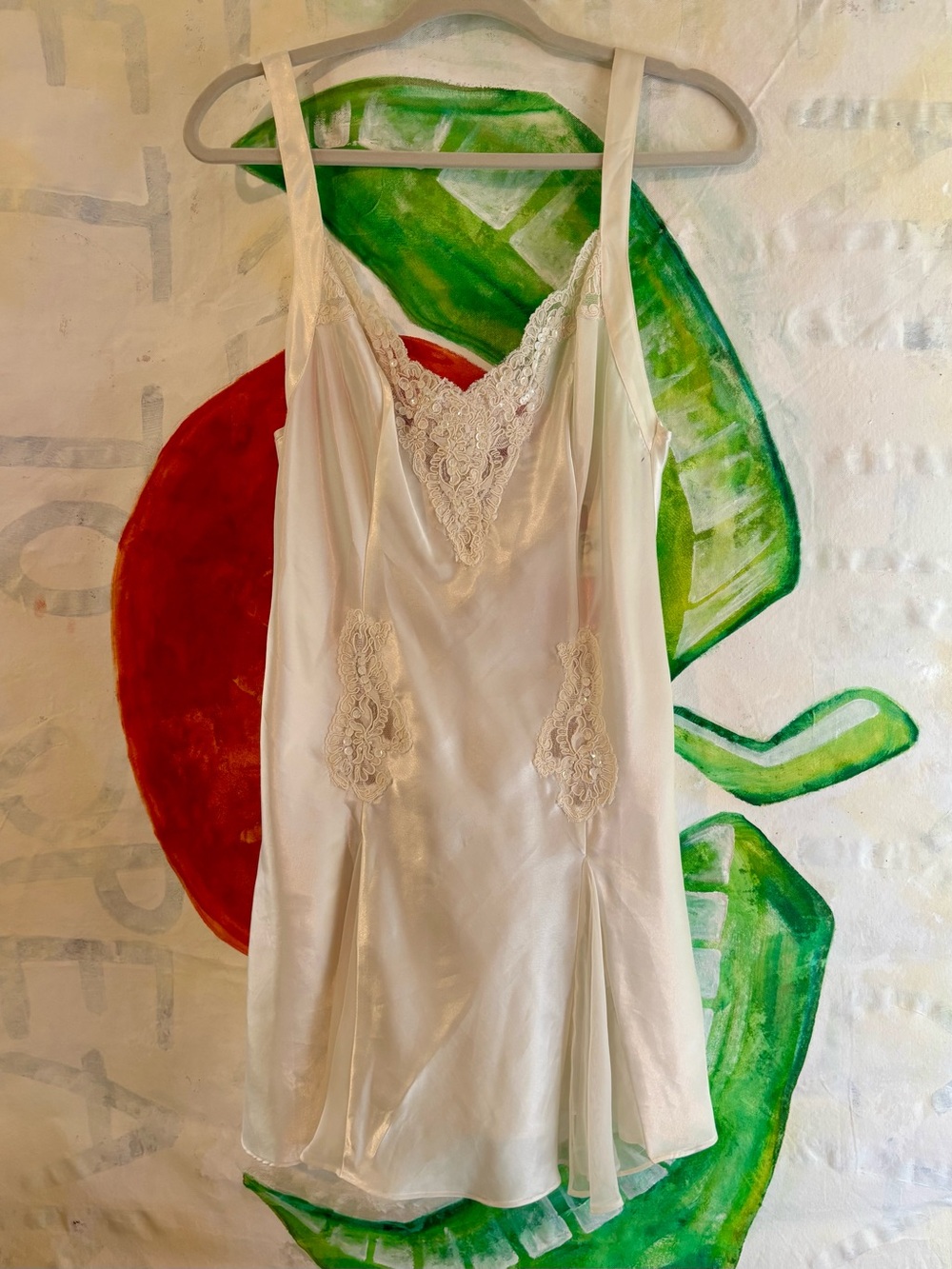 y2k Victoria's Secret Ivory Lace-Trim Silk Chemise